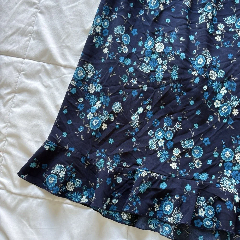 Vintage 90s Skirt Womens Blue Floral Feminine Dainty Fairy Cottagecore Fairy Y2K